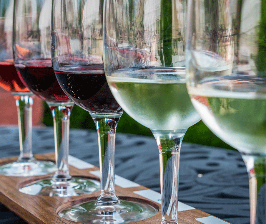 Wine glasses in a row