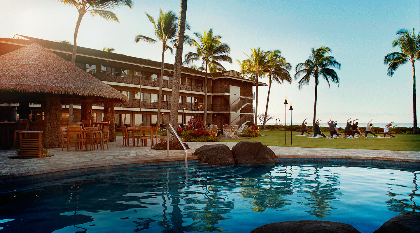 Scenic Koa Kea Pool Shot with Morning Yoga