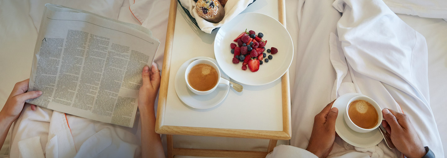 Breakfast in bed at resort