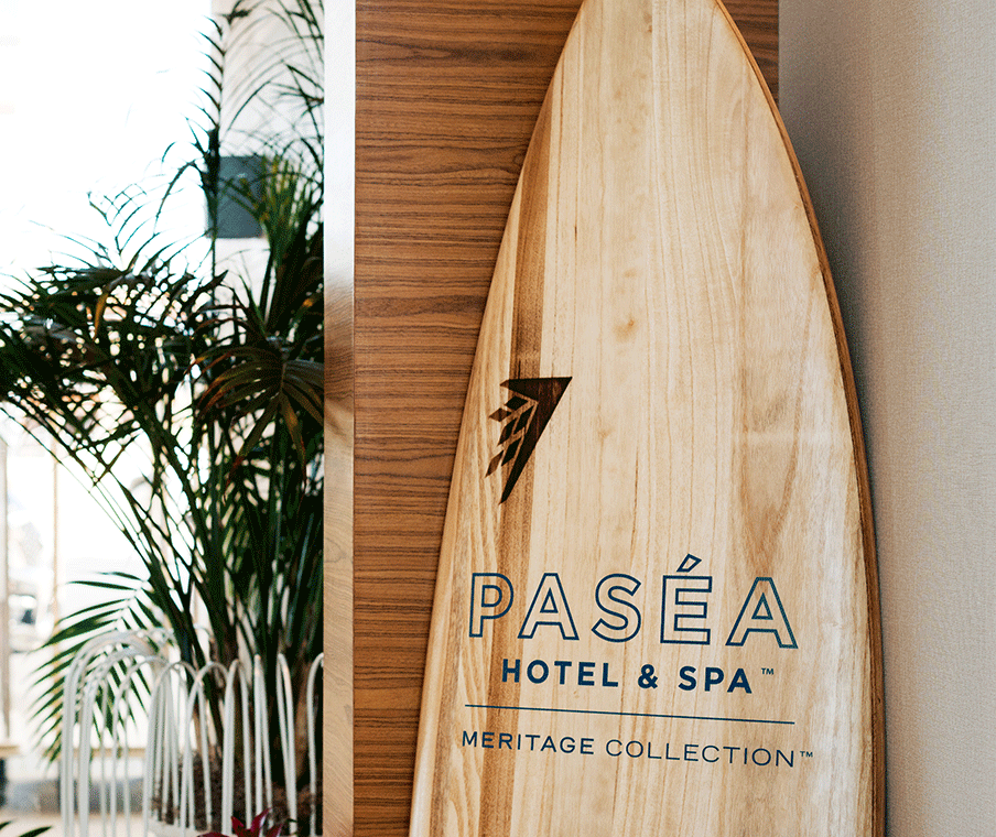 Surfboard in Hotel Lobby