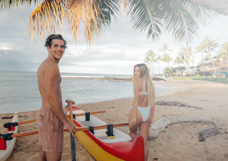 Couple sitting on the beach