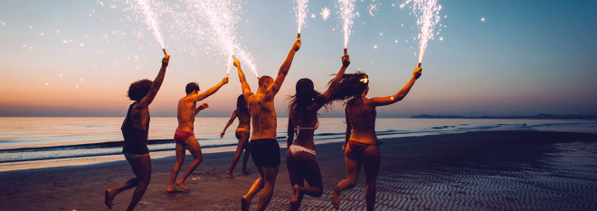 Mobile: huntington beach friends celebrating new year's eve