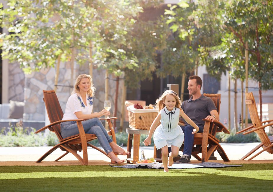 family on lawn